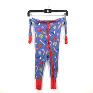 Little Sleepies Blue Baseball Game Print zip sleeper pajama bamboo 6-12 months
